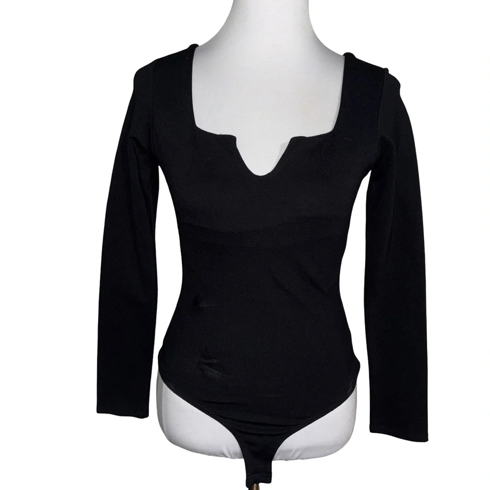 Francesca's Collections Black Bodysuit Fitted Body Shaped